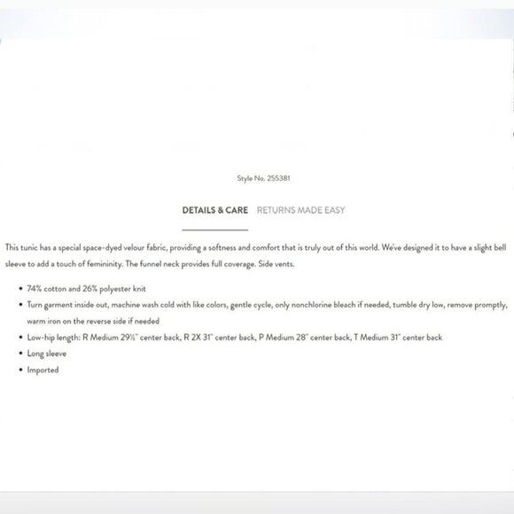 J. Jill NWOT Velour Funnel Neck Tan Space Dye Tunic Moonstone Bell Sleeve Size L - Picture 9 of 9